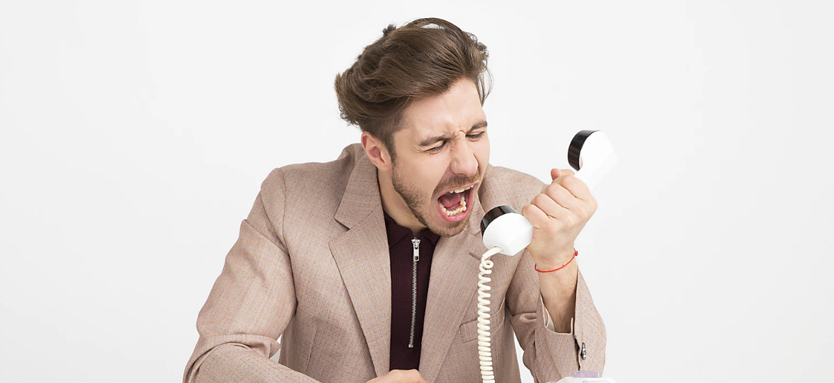 Angry man on the phone