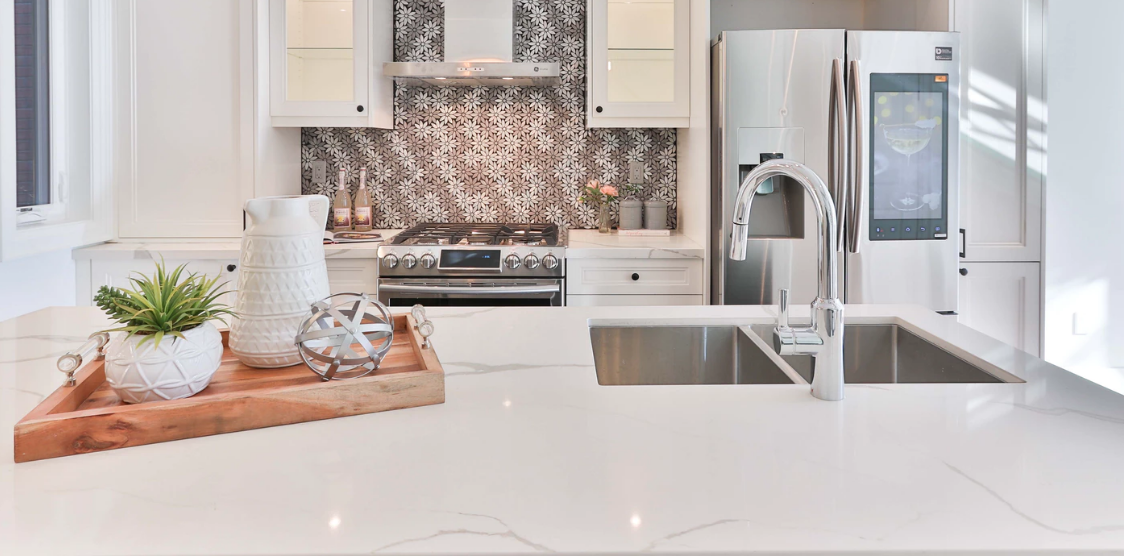 Modern kitchen marble countertop