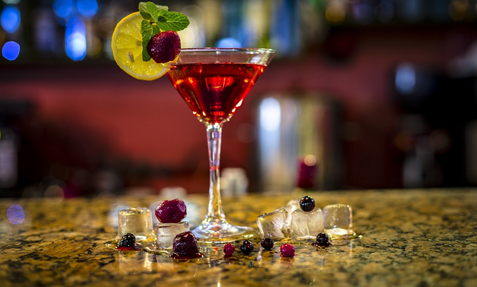 Cocktail on a bar top