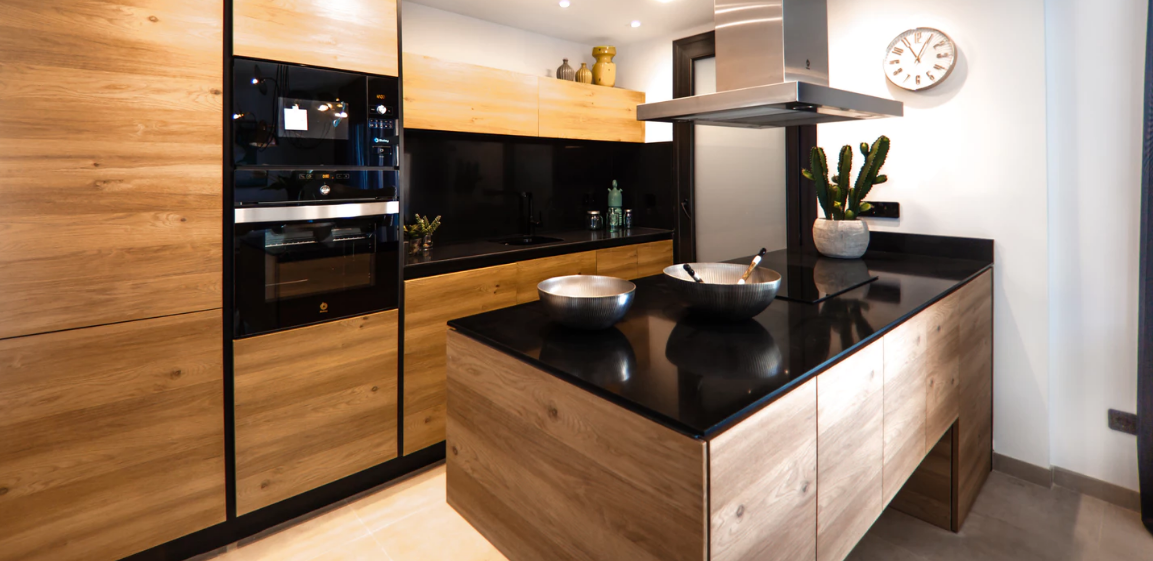 Black kitchen countertop