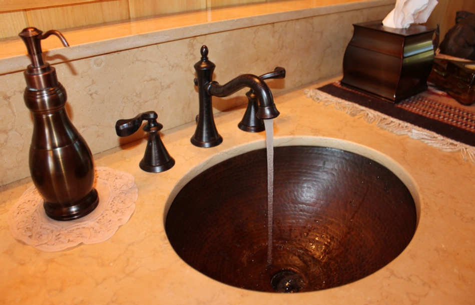 Copper sink in bathroom