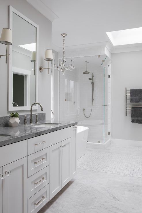 Gray marble bath countertops