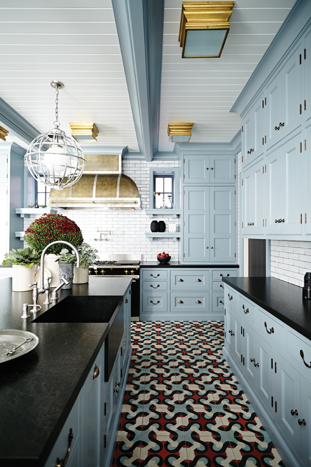 Pairing Dark Countertops With Light Cabinets For A Contemporary Style   Light Blue Cabinets 