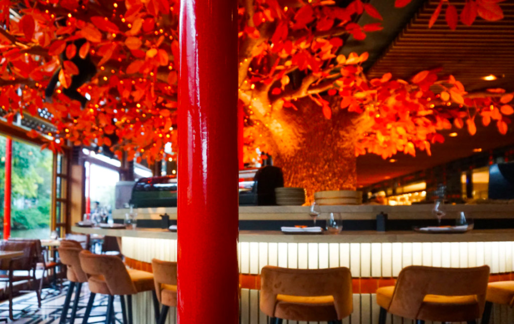 Bar stools under bar counter