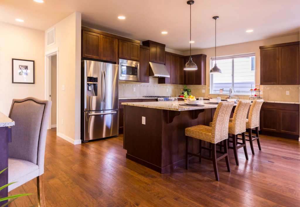 Kitchen with marble counter