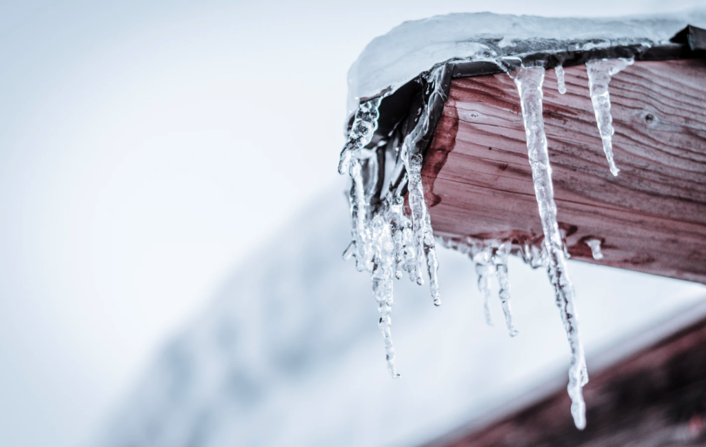 Frozen water from pipe